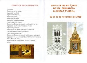 Visita de les relíquies de Sta. Bernadeta al Bisbat d'Urgell @ Sant Crist de Balaguer i la Catedral de la Seu d'Urgell