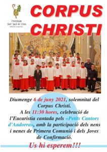 Diumenge 6 de juny 2021, solemnitat del Corpus Christi.